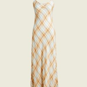 J. Crew culto-blend slip dress in pale sky tartan